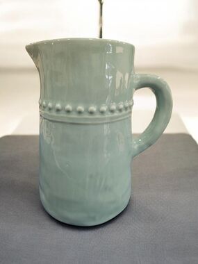Fapor Home Handmade Blue Rustic Dots Ceramic Pitcher Crafted in Portugal